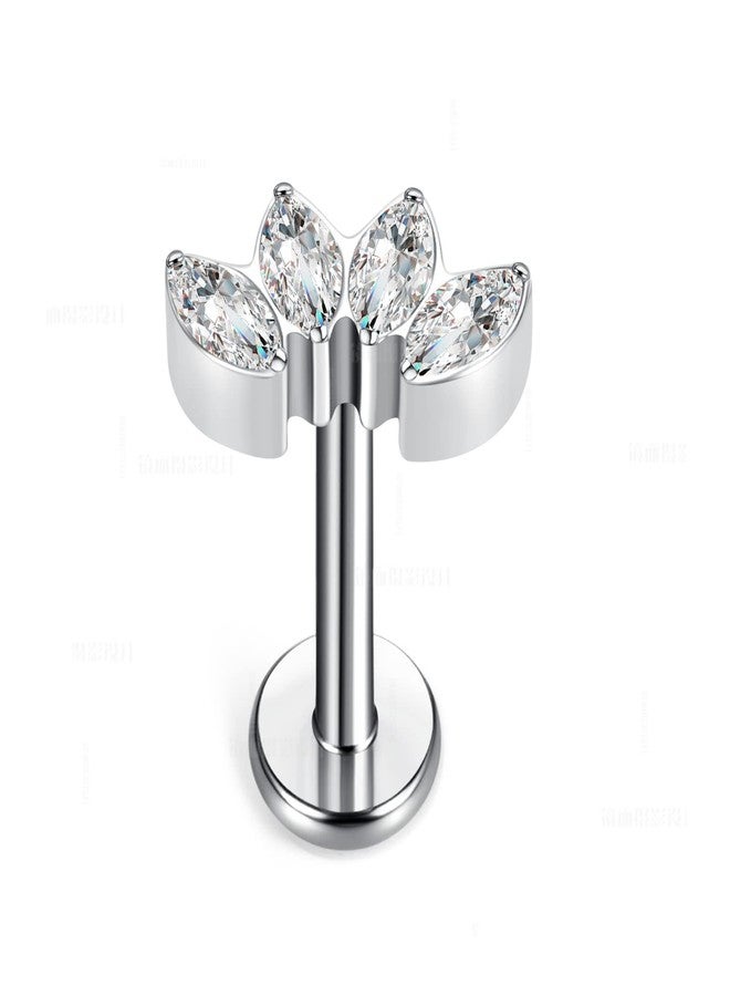 BelezaDosas G23 Titanium Labret Studs Threadless Push-in Labret CZ Press Fit 16G 6mm 8mm 10mm Lip Cluster Tragus Helix Medusa Cartilage Monroe Push Back Earring Piercing Jewelry for Men Women - Image 1